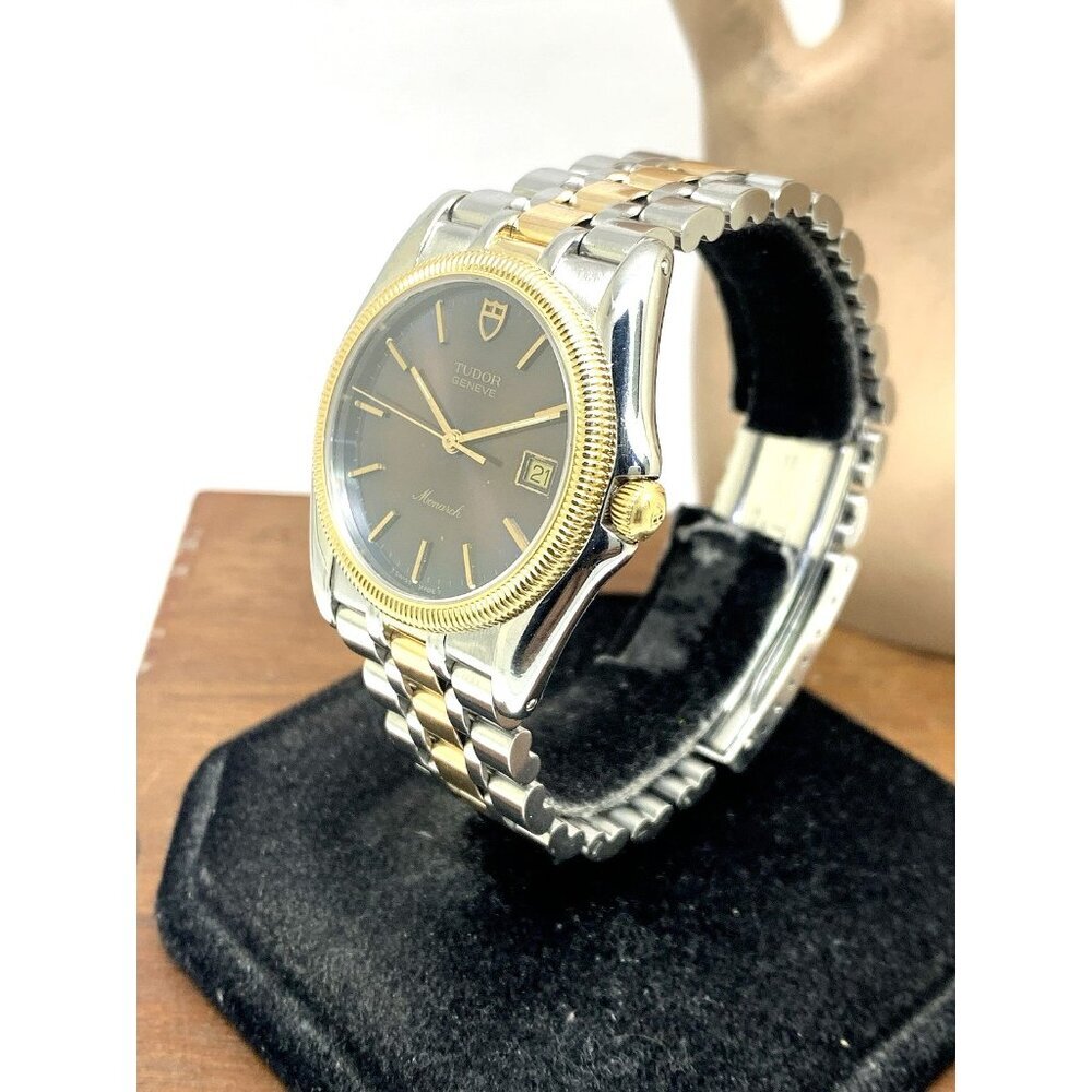 Tudor Mens Watch 15633 Monarch Vintage Swiss Brown Dial Two Tone Gold Steel 36mm - Picture 2 of 14